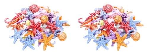 Amosfun 96 Stück Mini-Muscheln aus Kunstharz, sortiert, Seepferdchen, für Strand, Themenparty, Hochzeitsdekoration, Basteln, Handwerk, Kerzenherstellung, Aquarium