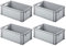 PROREGAL SuperSparSet 4x Eurobehälter mit offenem Griff | HxBxT 22x40x60cm | 38 Liter | Grau | Eurobox, Transportbox, Transportbehälter, Stapelbehälter