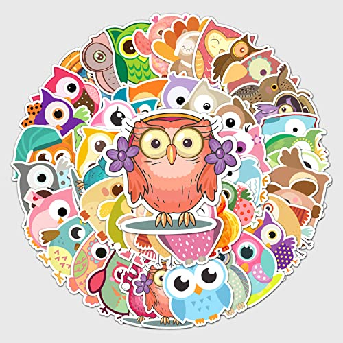 Bric Dodo 50 Stück Eule Aufkleber Auto Laptop Telefon Gitarre Skateboard Motorrad Fahrrad Owl Stickers Set Vinyl Wasserdicht Aesthetic Aufkleber für Jugendliche Kinder Erwachsene