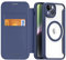 DUX DUCIS Magnetische Hülle für iPhone 14/13, Premium PU Leder Flip Clear Stoßfest Schutzhülle Mit Kartenhalter [Kompatibel Mit MagSafe] (Tiefblau)