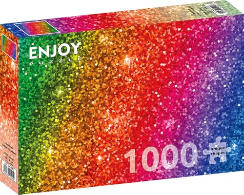 1000 Pieces Jigsaw Puzzle for Adults – Matte Finish, Soft Touch, Sturdy and Unique Pieces, Tight Fit, Vivid Colors, Missing Pieces Service – Fun Rainbow Gradient of Multicolor Glitter by ENJOY Puzzle