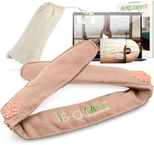 BACKLAXX ® Akupressur Stirnband gegen Migräne und Kopfschmerzen. Akupunktur Kopfband, Kopfmassagegerät mit Tasche zur Kopfmassage. Head Massager zur Entspannung, Beauty Stirnband rosa