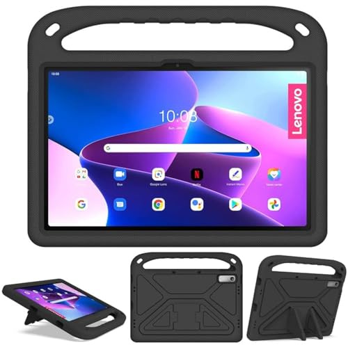 Funda infantil para Lenovo Tab P11 (2ª generación) TB350FU de 11,5 pulgadas, espuma EVA ligera resistente a golpes duradera, funda para tablet con asa y soporte para niños, negro