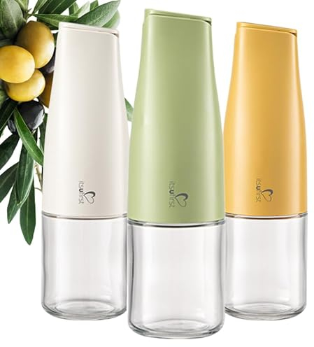 itsufirst® Olive Oil Dispenser Bottle 500ml (Pack Of 1), Auto Flip, Non Drip, Leak Proof, Glass Oil Bottles For Kitchen, Vinegar Drizzler for Cooking, Olive oil Pourer, Pack Of 1, Meadow (Green)