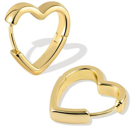 ALEXCRAFT Chunky Ohrringe Herz Gold Creolen Klein Damen 14K Vergoldete Ohrringe Geschenk für Frauen Freundin Mama Mädchen