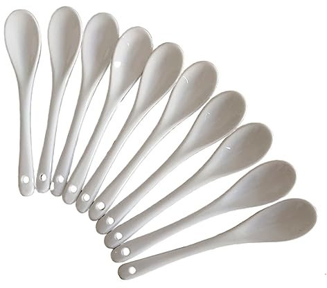 Lot de 12 petites cuillères à café en céramique blanche de 12,7 cm pour crème glacée, café, apéritif, dessert, soupe, cuisine