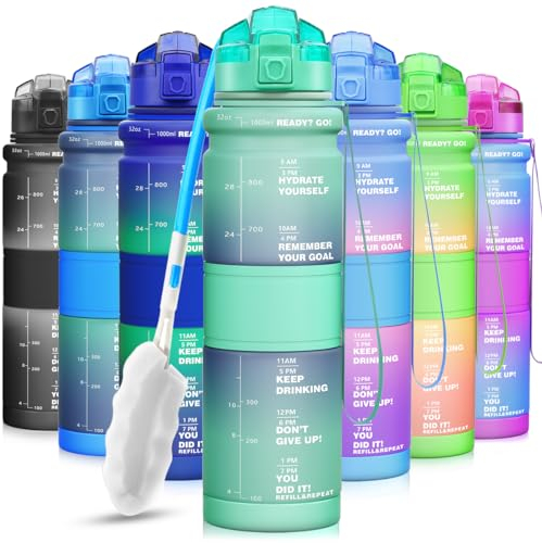 ZORRI Bouteilles d'eau sans BPA, anti-fuite, 396,9 g/481,9 g/680,4 g/947,2 g Bouteille d'eau de 1 litre pour enfants, hommes, femmes | Bouteille d'eau de sport Tritan écologique pour le cyclisme, la