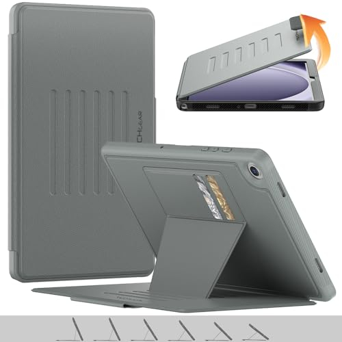 TECHGEAR Enduro Case For Samsung Galaxy Tab A9 Plus 11 (SM-X210 / SM-X215) Tough & Rugged Strong Magnetic Flip Case [Auto Sleep/Wake] Drop Proof Cover with [Multi-Angle Stand] & Card Slots, Grey