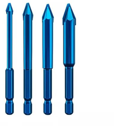 Jeu de forets excentriques à tête oblique haute résistance, 4 pièces forets à béton tordus spéciaux forets en carbure de résistance industrielle, pour verre/carrelage/bois (Tige droite)