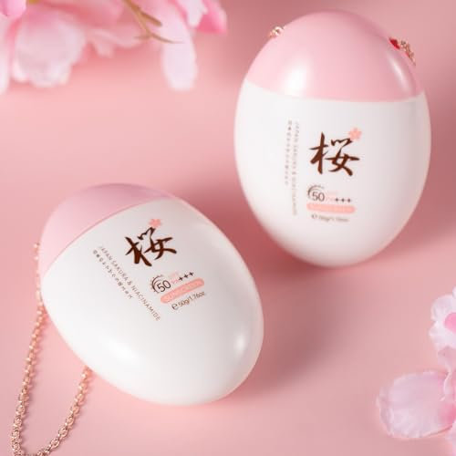 LAIKOU Sakura Sonnencreme, Sonnenschutzcreme lsf 50, 2 Stück 50ml Sonnenschutz Feuchtigkeit, Wasserfest Sonnencreme für Gesicht und Körper, Schutz vor UVA/UVB Strahlen für Hauttypen aller Art