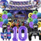 Gaming Party Geburtstag Deko Jungen 10 Jahre, Video Spiel Gamer Geburtstagsdeko, luftballon 10 Geburtstag Junge, Videospiel Happy Birthday Girlande, Game Geburtstagsbanner Folienballon und Hintergrund