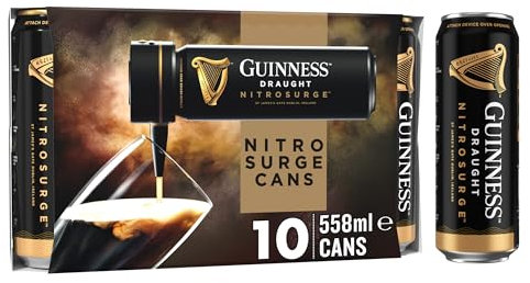 Guinness Draught│Nitrosurge│Stout Beer│4.1% vol│10x558ml│Perfect Pub Pour At Home│Cans │Device Sold Separately