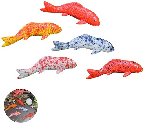 5 Stück Koi Deko, Künstlicher Schwimmender Fisch, Schwimmende Deko Fische, Aquarium Deko Fische Klein, Harz Fische, Miniteich Zubehör, Teichfische, Fisch Fälschung, Für Terrarium Landschaftsbau