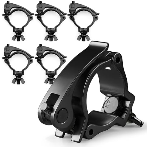 6x BeamZ BC50B-50 Quick Release Half Coupler Lighting Clamps - Black, 100kg Capacity, Fits 48-51mm Tubes, Ideal for Stage and Theatrical Lighting, Stage Lighting Clamps, Half Coupler Clamp