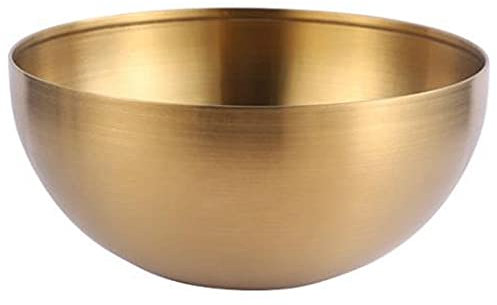 Bordhap Large Capacity Stainless Steel Salad Bowls Korean Soup Rice Noodle Ramen Bowl Kitchen Food Container,Gold,15X7CM