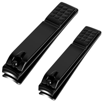 IPNSDON Paquet de 2 coupe-ongles, coupe-ongles incurvés et droits pour ongles des mains et des pieds, coupe-ongles en acier inoxydable de haute qualité, coupe-ongles (noir)