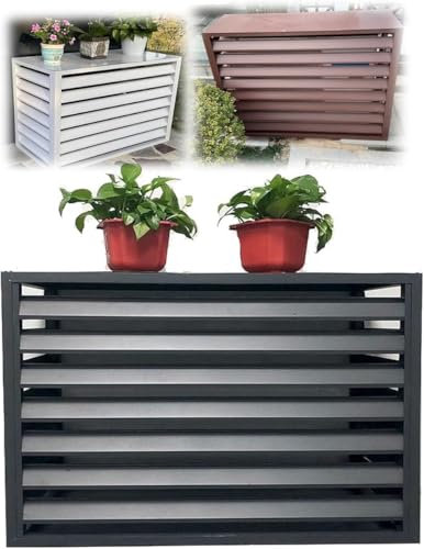 Klimaanlagen-Zaun-Abdeckung Aluminium-Klimaanlagen-Abdeckung Außen-Klimaanlagen-Gestell Regaldekoration Sichtschutz Lamellenrahmen Mülleimer-Gehäuse (Farbe: Grå Größe: 110 x 60 x 80 c