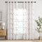 EMEMA Voile Vorhang Wohnzimmer mit Ösen Transparente Blätter Muster Schöne Stickerei Gardinen Fenster Vorhang 2er Set Modern Schlafzimmer Vorhänge Jeder H 160 X B 140 cm Blätter Beige