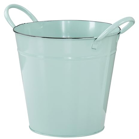 Pflanztopf Metall Eimer H19cm Grün Blumentopf Pflanzkübel Mint Garten Deko Blumenkübel