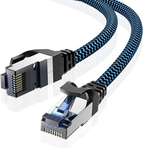 CABNEER Cable Ethernet Cat 8 de 1 Metros, Cabo Ethernet Cable de Red Trenzado, Cable Lan 40Gbps 2000MHz con Conector RJ45, Alta Velocidad Gigabit RJ45 Cable para Computadora Módem Router PC