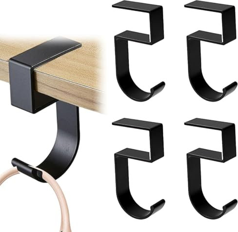 4 ganchos de escritorio portátiles de aluminio para estudiantes y oficina, sin clavos, antideslizante, soporte para bolsa, colgador de bolso para auriculares, mochila, bolso para placa de