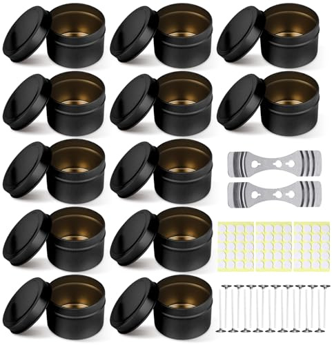Yuragim Kerzendosen, 12 Stück Kerzengläser aus Metall, Kerzenbehälter Runde Metalldosen DIY-Kerzenherstellungszubehör für Kerzen, Handwerk, Kerzen Selber Machen Set Weihnachten Duftkerzen Geschenk
