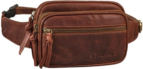 STILORD 'Juno' 2-in-1 Crossbody Bag Damen Leder Große Bauchtasche Damen Leder - Handy Gürteltasche - Echtleder Umhängetasche breiter Gurt Hüfttasche Brusttasche Crossbag, Farbe:Porto - Cognac