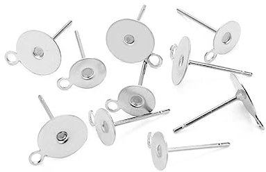 LIFKOME 100 Stk Ohrstecker Mit Öse Ohrring-pin-post Stecknadel Mit Schlaufe Ohrringe Posten Leere Basis Runder Ohrstecker-komponentenpfosten Ohrringe Zubehör Material Silver