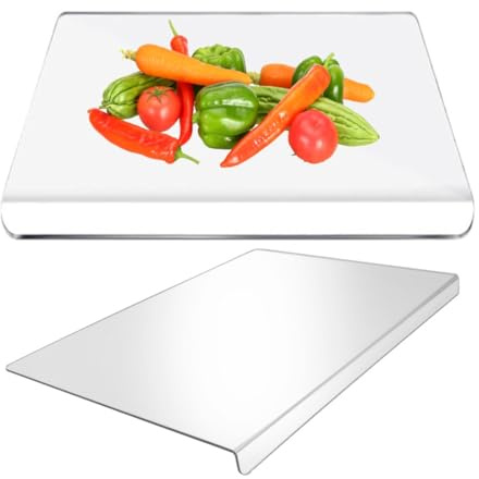 DEXYZZY Schneidebrett Acryl, Küchenschneidebrett mit Kante, Acryl-Schneidebretter für Küchentheke, 40cm x 27cm x 3cm, Rutschfest Acrylic Cutting Board Clear, Transparent für Arbeitsplattenschutz