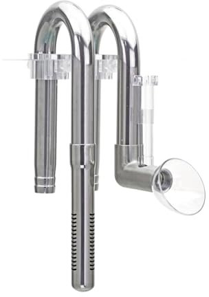 Aquarien Einlauf und Auslauf mit Oberflächenskimmer, Aquarium Edelstahl Lily Pipes für 12 mm/16 mm Rohre, U-förmiges Zu- und Abfluss Seerosenrohre mit 2 Festen Halterungen für Fischtank Pflanzentank