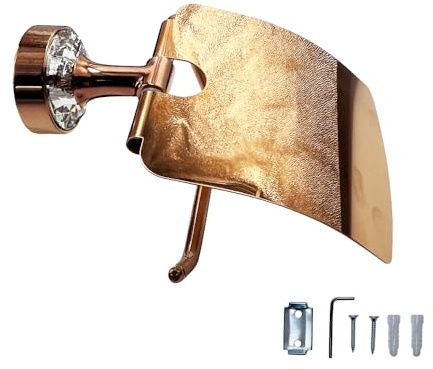 EagleWiz RoseGold Crystal Toilet Tissue Paper Roll Holder Excellent Copper Finish Wall holder With General Wall Fittings Bathroom Accessory (RoseGoldMain)