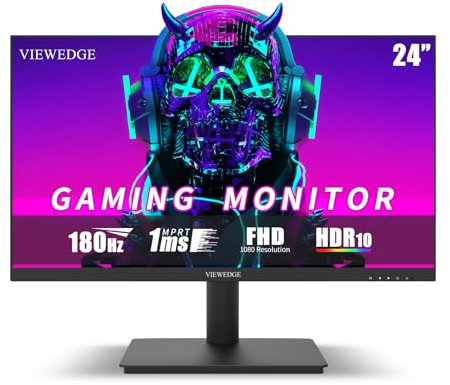 Viewedge Monitor per gaming 24 pollici FHD 144Hz, monitor per computer IPS 1ms 1080p con 110% sRGB, filtro anti-luce (blu), porta HDMI e VGA