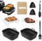 Air Fryer Accessories Kit With 2PCS Folding Silicone Air Fryer Liners for Ninja SL400UK AF400UK AF451UK / Tower T17088 T17100 / Russell Hobbs 27680 and Other Dual Fryer 8L-9.5L with Grilling Rack etc.