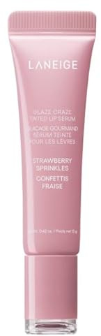LANEIGE ORIGINAL | Glaze Craze Tinted Lip Serum - Farbiges Lippenserum | 12 Gramm | von BELLA | (Erdbeer-Konfetti, 12 g (5er-Pack)