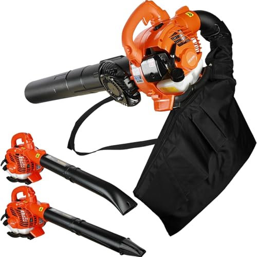 Gas Leaf Blower 3-in-1 – Cordless Leaf Vacuum Mulcher with Bag, 424 CFM 2-Stroke Engine, Outdoor Lawn Sweeper and Cleaner for Leaves, Grass, Patio, Snow, Yard Debris