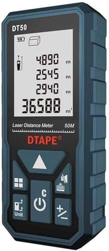 Laser Distance Meter 50M – Digital Laser Tape Measure with ±2mm Accuracy, 20 Data Memory, IP54 Waterproof | Golf Range Finder, Level Tool, Pro Measuring for Work