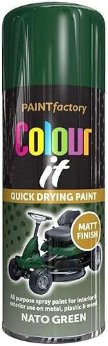 Pack of 2 Spray Paint Nato Green Matt Finish Aerosol 250ml Cans - Quick Dry, All Purpose Spray Paint for Interior and Exterior Ideal for Wood, Metal, Plastic, Indoor & Outdoor Use