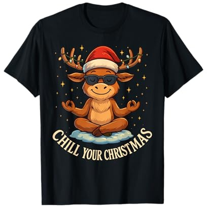 Rentier Christmas Yoga Namaste Chill Spruch Xmas Weihnachts T-Shirt