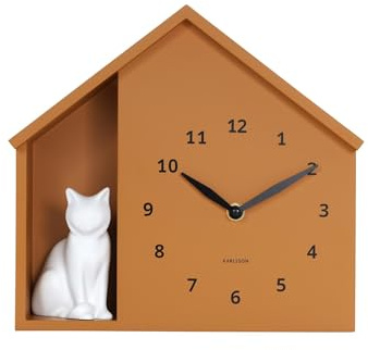 Karlsson Wanduhr Sitting Cat - Gelb - 24.9x24.9x27cm | Rechteck - Modern - Kunststoff - Wanduhr Modern Wohnzimmer - Wanduhren