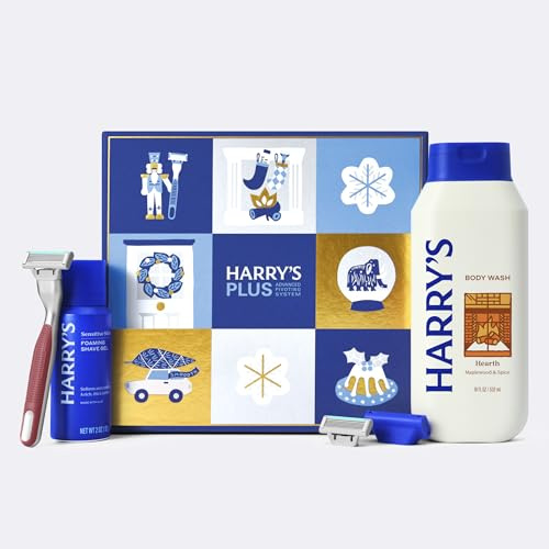 Harry's Plus Christmas Shower & Shave Giftset incuding Harry's Plus Handle, 2 x Blade Refills, Full-Size Foaming Shave Gel, & Limited Edition Body Wash