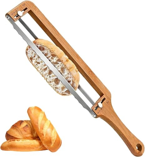 JIANHUA Brotmesser Wellenschliff, Brotmesser mit Abstandshalter | Brotschneidemesser, Verstellbarer Dickeneinstellung, Rostfrei Edelstahl Messer für Sauerteig, Dicken Broten, Kuchen, Obst