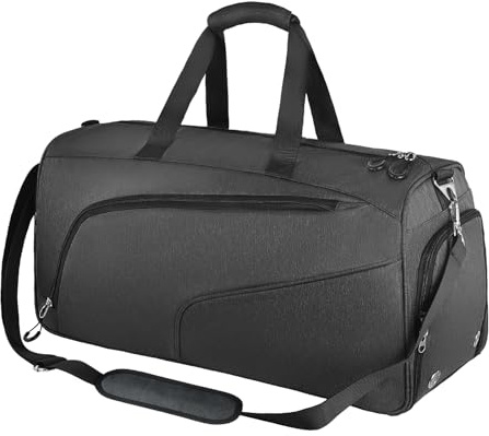 Sporttasche mit Schuhfach und Nassfach - Reisetasche Damen und Herren - Tasche für Sport, Gym & Fitness, Weekender, Reisen - Schwarz 40 L
