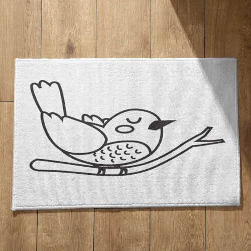 Ethereval Fußmatten Für Treppen Außen Fussmatten Haustür Innen Dünn Cartoon-Vogel, Schwarz Und Weiß Schmutzfangmatte Outdoor Bunt Türmatte Usa Saugfähige Badematten 40x60cm