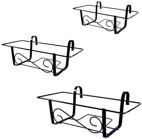 PALUPLUS Set 3 Balconiere in Metallo Nero con lunghezza 40, 50 e 60 cm, Fioriera Portavaso Verniciato per Fiori e Piante, Supporto da Appendere a Finestre e Balconi, Made in Italy, Portata 15 kg -M