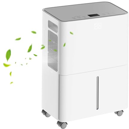 Deshumidificador de Humedad 12L, Deshumidificador y Purificador de Aire 2 en 1,Deshumidificador con Temporizador, Pantalla Digital, Apagado Automático, Purificación De Iones Negativos y Funcionam