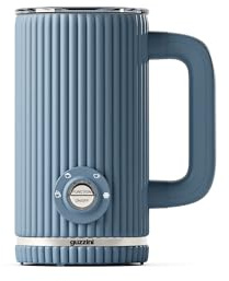 Guzzini, Sous Chef, Milchaufschäumer, 4 Programme, Warm- und Kaltschaum, Milchaufwärmer, transparenter Deckel, drehbarer Boden, Bio-Basis, 300 ml (Marineblau)