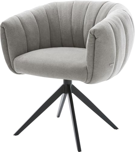DELIFE Esszimmerstuhl Jada-Flex Kreuzgestell breit Schwarz Strukturstoff Soft Grau 360° drehbar Wippfunktion Taschenfederkern