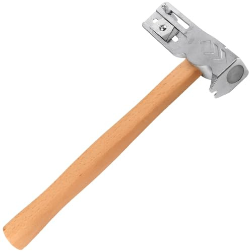 Roofing Hammer with Nail Puller, 13 in / 33 cm Silver, Wooden Handle, Strong Attachment Force, Portable Hammer, Camping Essentials, Roofing Hatchet