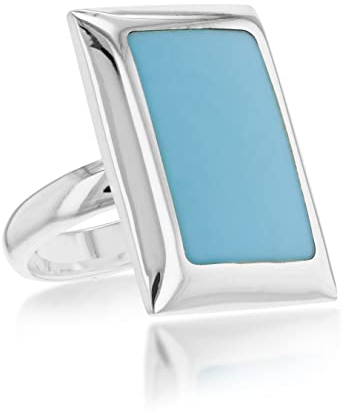 Tuscany Silver Damen Türkis Rechteck Ring Sterling Silber 14mm x 20.5mm P