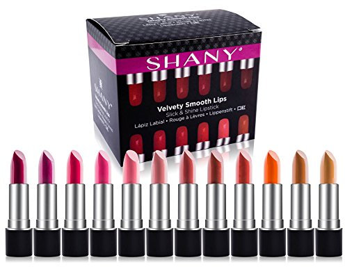 Shany - Slick & Shine Lippenstift Set - 12 atemberaubende Farben, Diverse Lippenstifte im Set